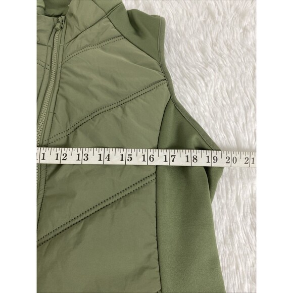 AVIA Fleece Vest Size L Green Olive Full Zip Pockets Mock Neck Sleevless - Picture 9 of 12